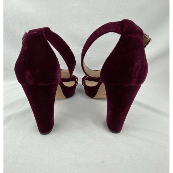 Lauren Ralph Dress Sandal Womens 6B Sylvia Velvet Purple Plum Heel Ankle Strap - Picture 7 of 13